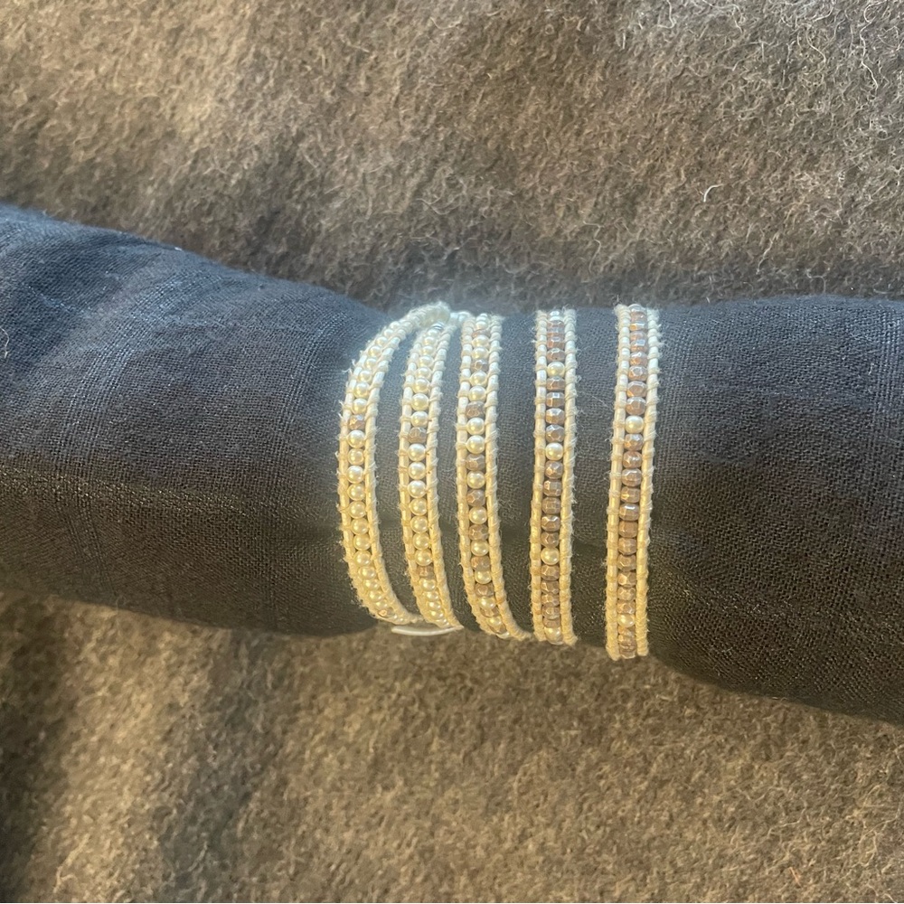 Chan Luu Elegant Pearl & Warm Brown Bracelet